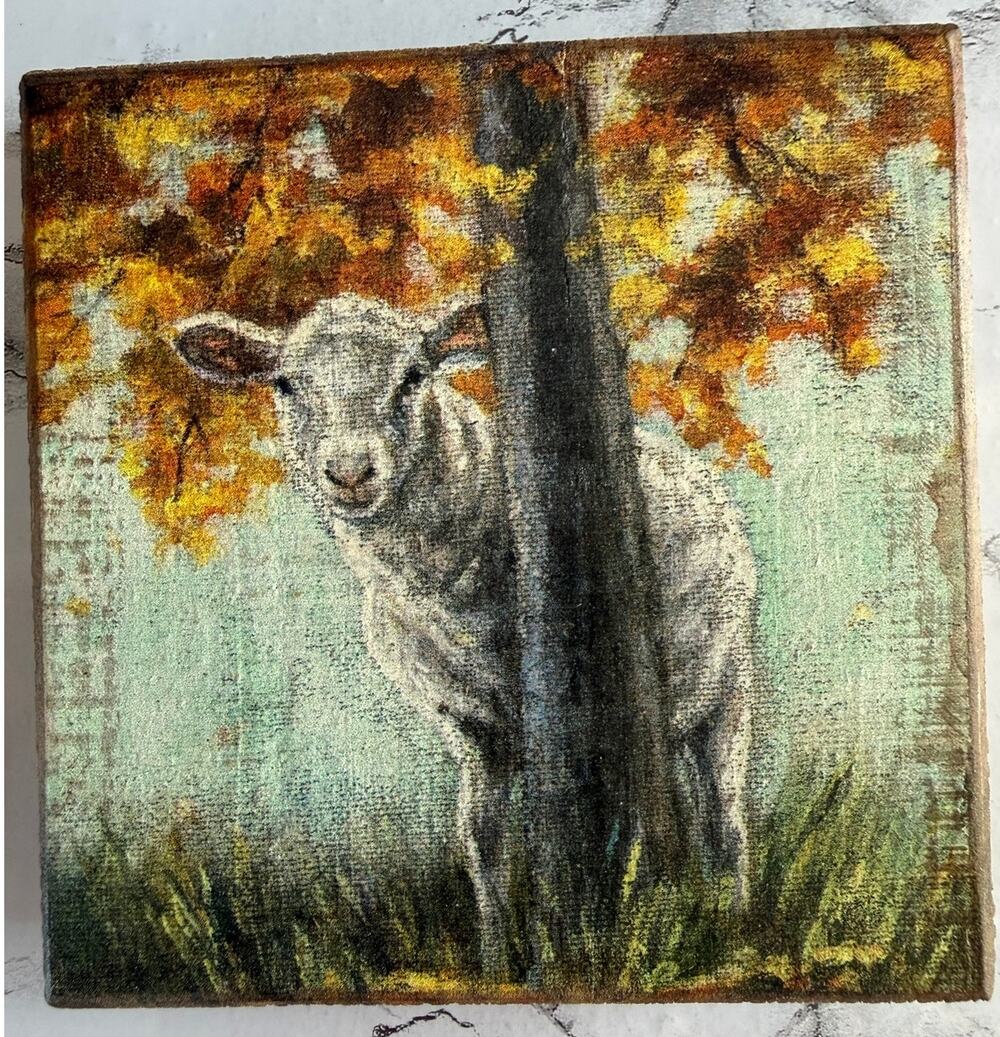 SKU3376 Primitives by Kathy Lamb Fall Collection Wood Print (5" x 5" x 1")
